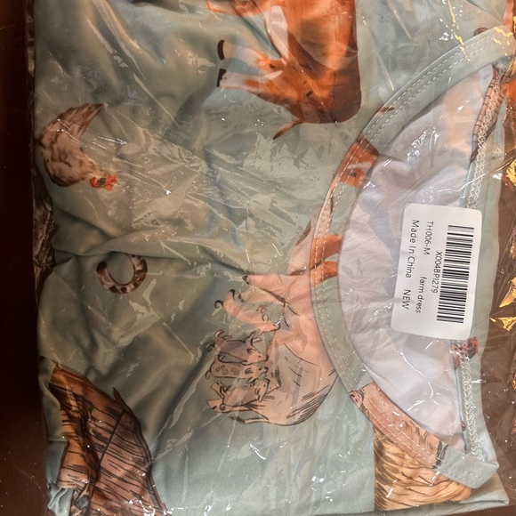 Blue Ruffled A-line Sundress with Puff Cap Sleeves - Picture 2 of 3